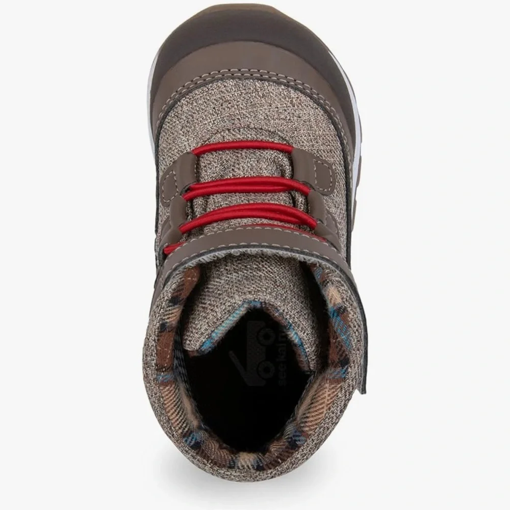 See Kai Run Brown and Red waterproof &insulated winter boots for little kids 4